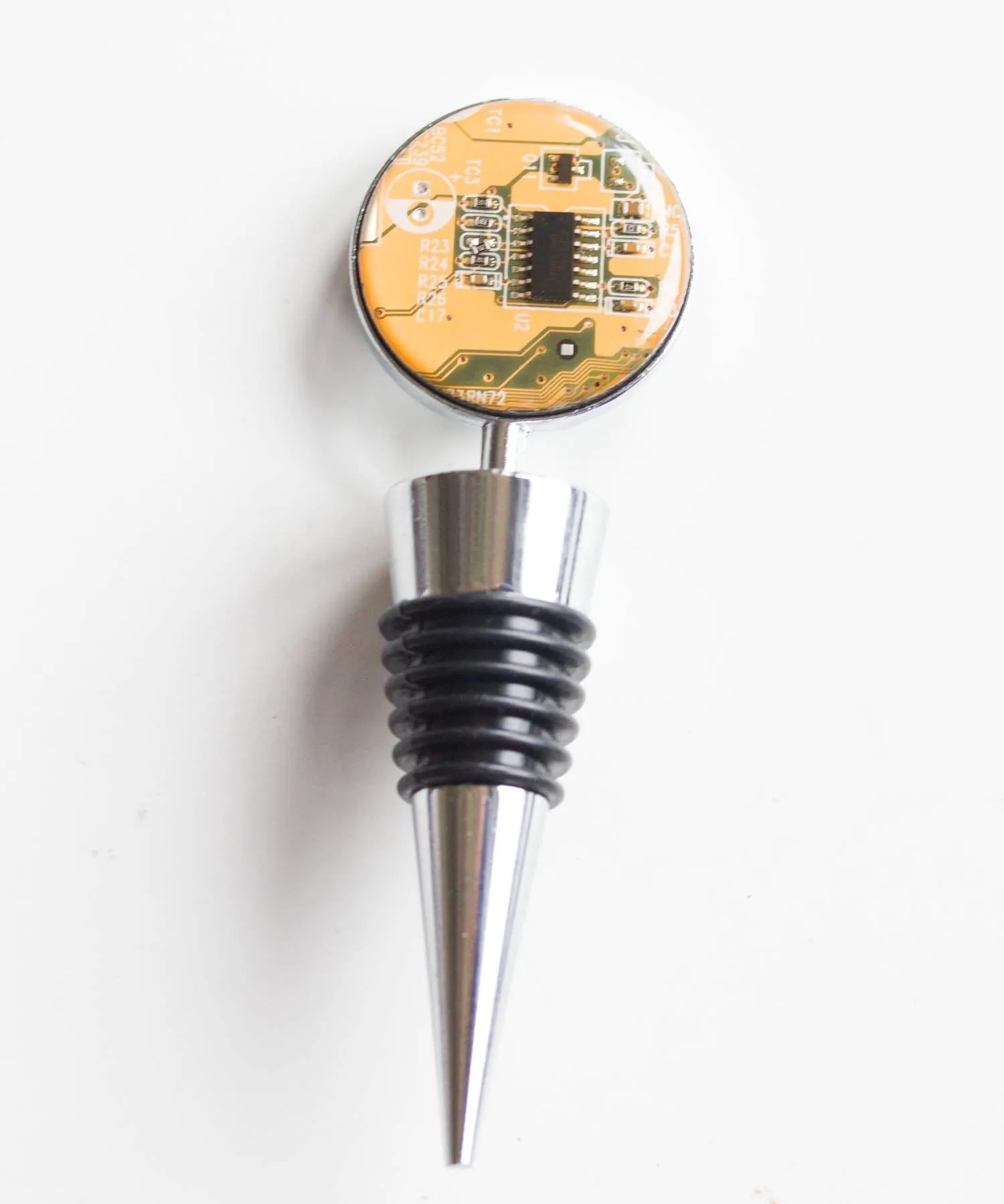 Wine Bottle stopper with a circuit board piece