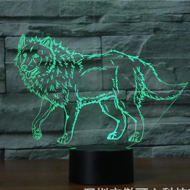 Wolf 7 Color Lamp 3d Visual Led Night Lights For Kids Touch Usb Table Lampara Lampe Sleeping Light