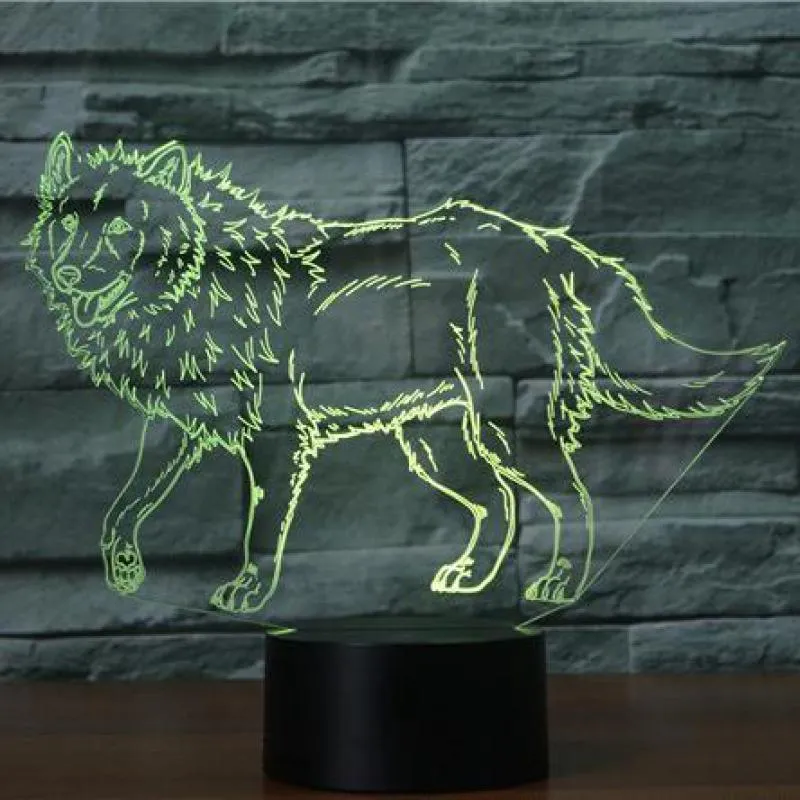 Wolf 7 Color Lamp 3d Visual Led Night Lights For Kids Touch Usb Table Lampara Lampe Sleeping Light