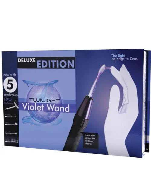 Zeus Electrosex Deluxe Edition Twilight Violet Wand with 5 Attachments - Black